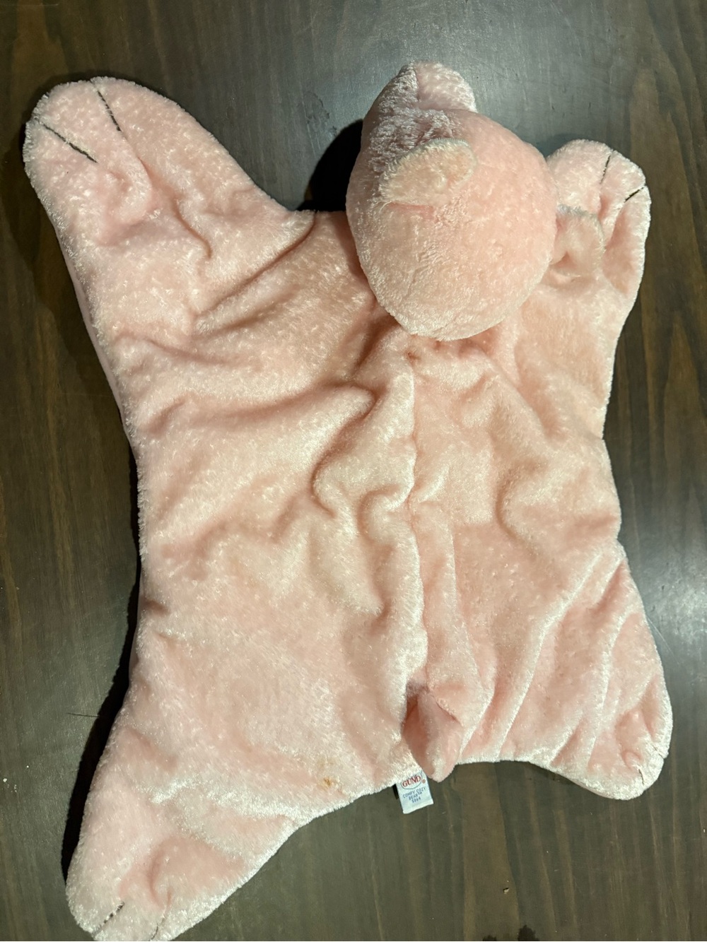 Gund Pink Plush Lovey Blanket with Bear Head